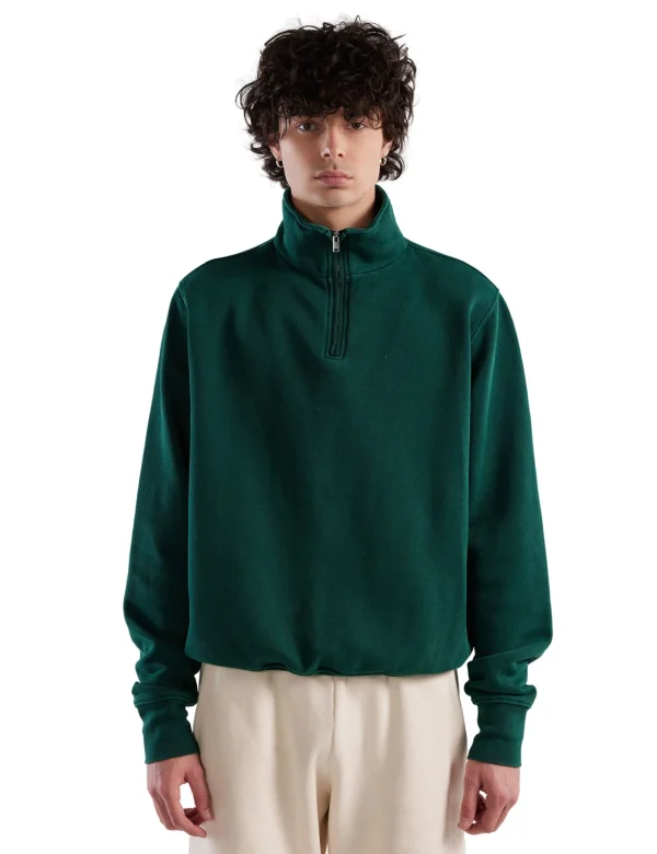 Outlet LES TIEN Heavyweight Banded Yacht Half Zip Washed Emerald