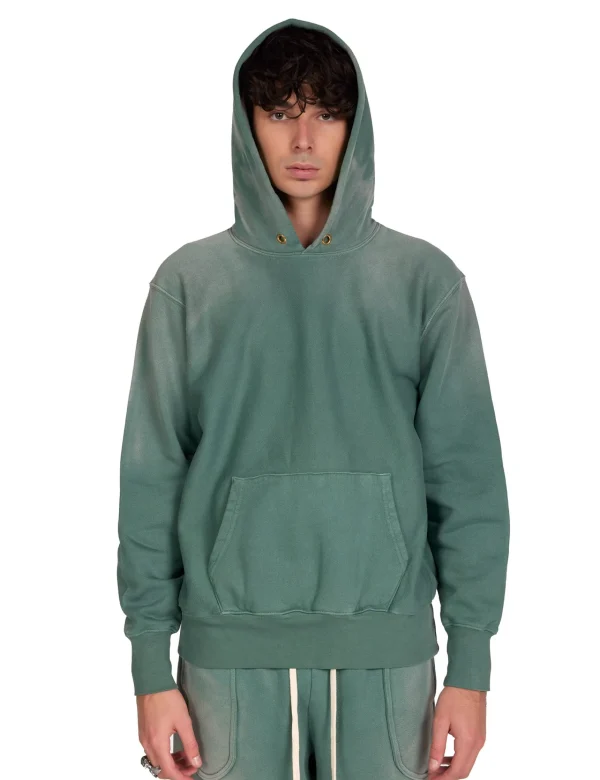 Online LES TIEN Heavyweight Hoodie Sunfaded Dark Moss
