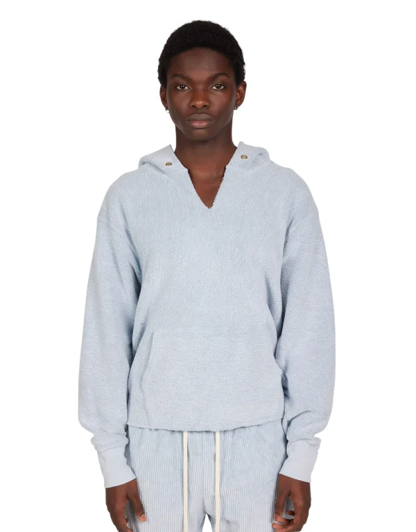 Best LES TIEN Heavyweight Inside Out Raw Cropped Hoodie Washed Dusty Blue