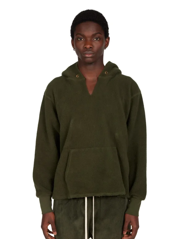 Outlet LES TIEN Heavyweight Inside Out Raw Cropped Hoodie Forest