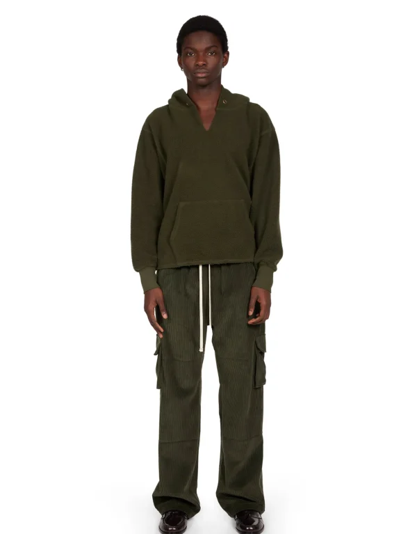 Outlet LES TIEN Heavyweight Inside Out Raw Cropped Hoodie Forest