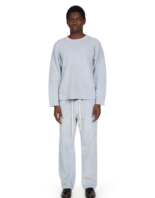 Fashion LES TIEN Heavyweight Inside Out Raw Crop Crew Washed Dusty Blue
