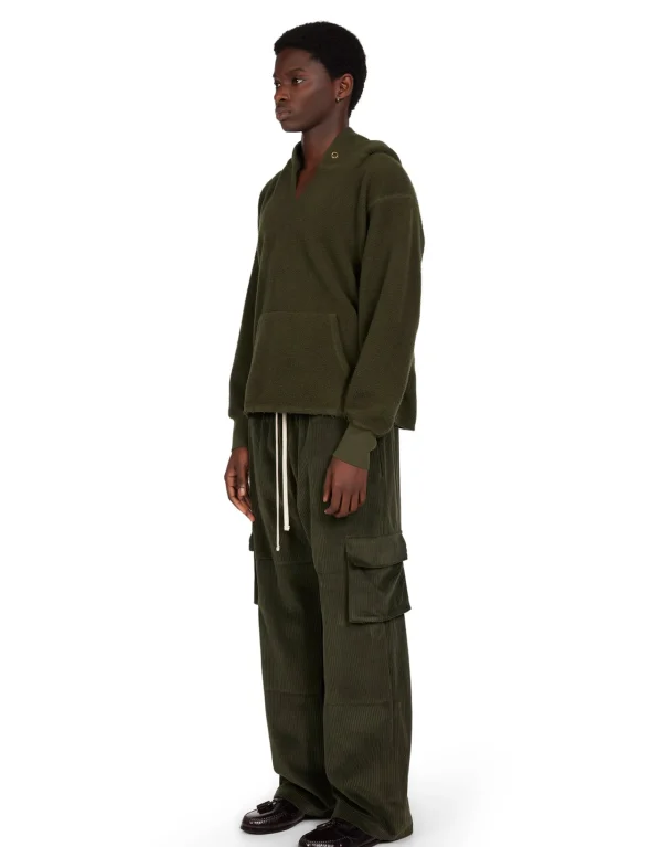 Outlet LES TIEN Heavyweight Inside Out Raw Cropped Hoodie Forest