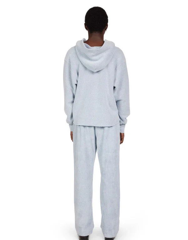 Best LES TIEN Heavyweight Inside Out Raw Cropped Hoodie Washed Dusty Blue
