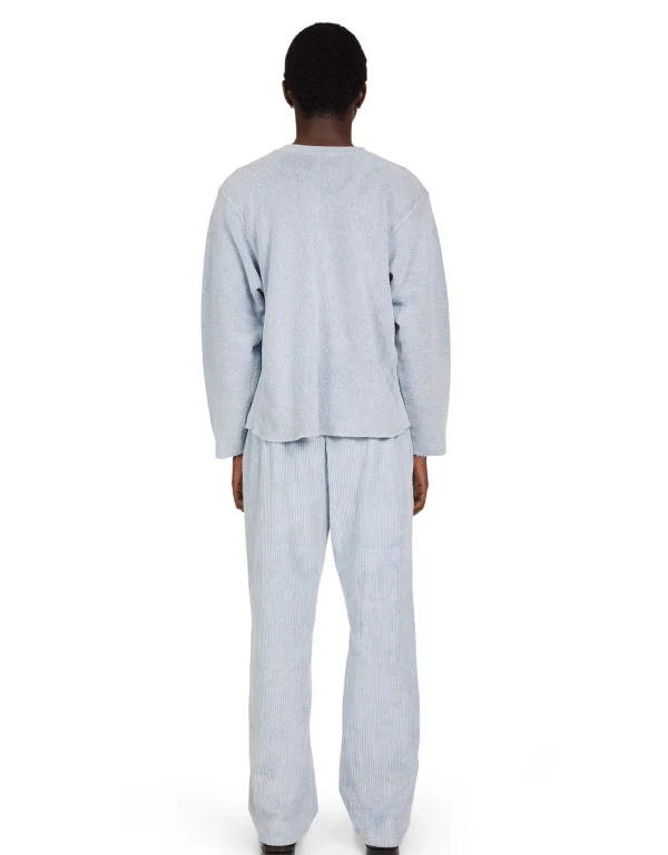 Fashion LES TIEN Heavyweight Inside Out Raw Crop Crew Washed Dusty Blue