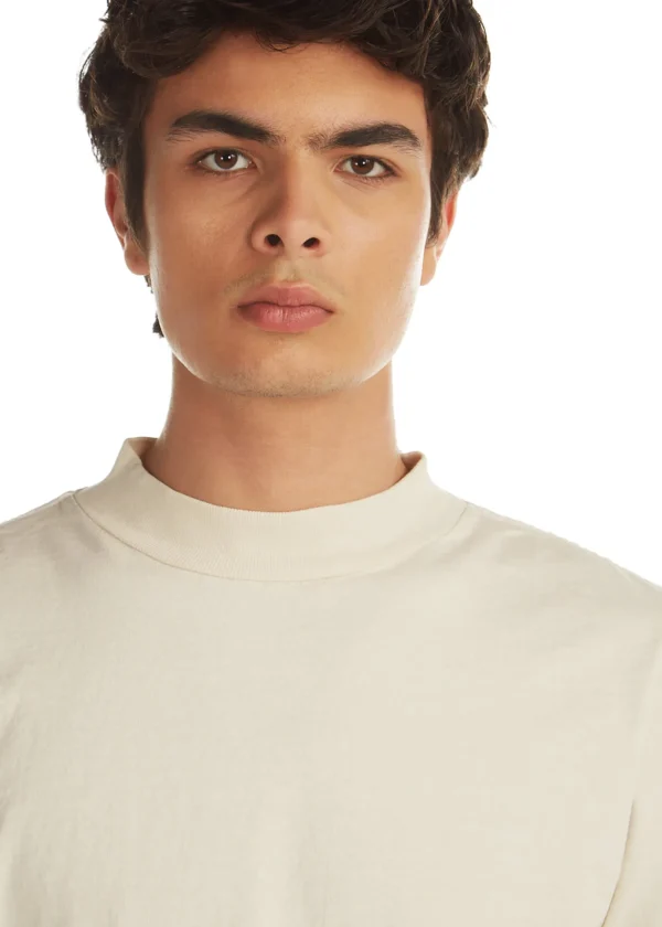 Fashion LES TIEN Heavyweight Mock Neck Long Sleeve Ivory