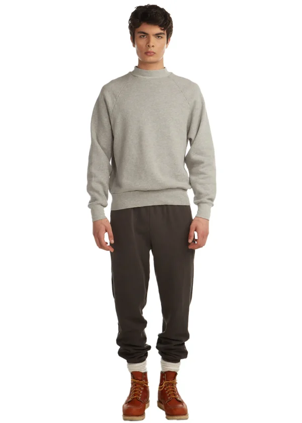 Online LES TIEN Heavyweight Mock Neck Raglan Heather Grey