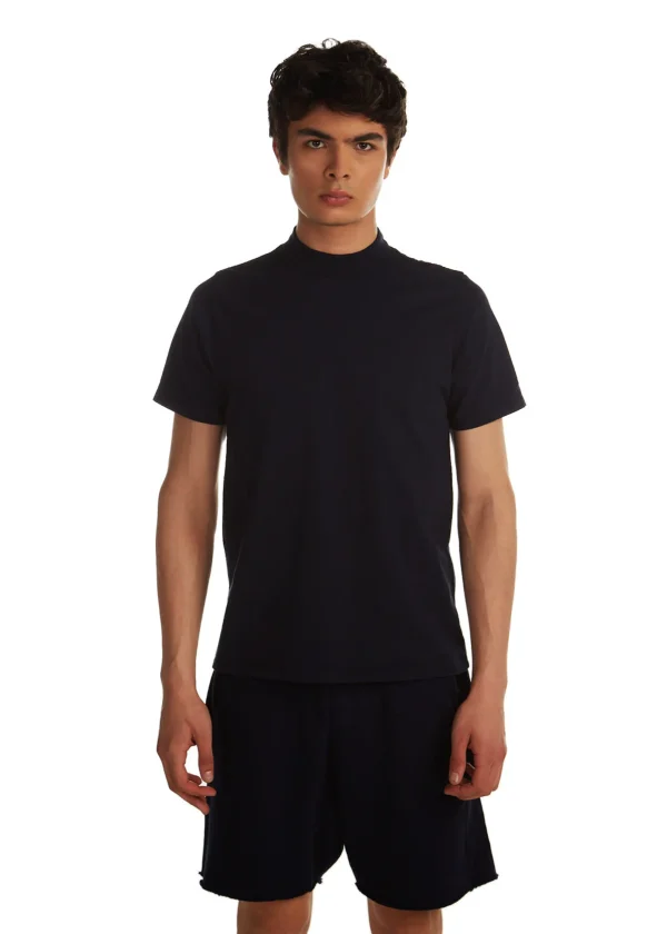Hot LES TIEN Heavyweight Mock Neck Tee Navy