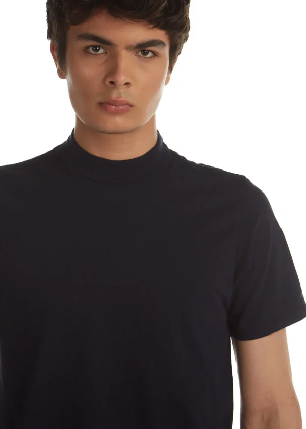 Hot LES TIEN Heavyweight Mock Neck Tee Navy
