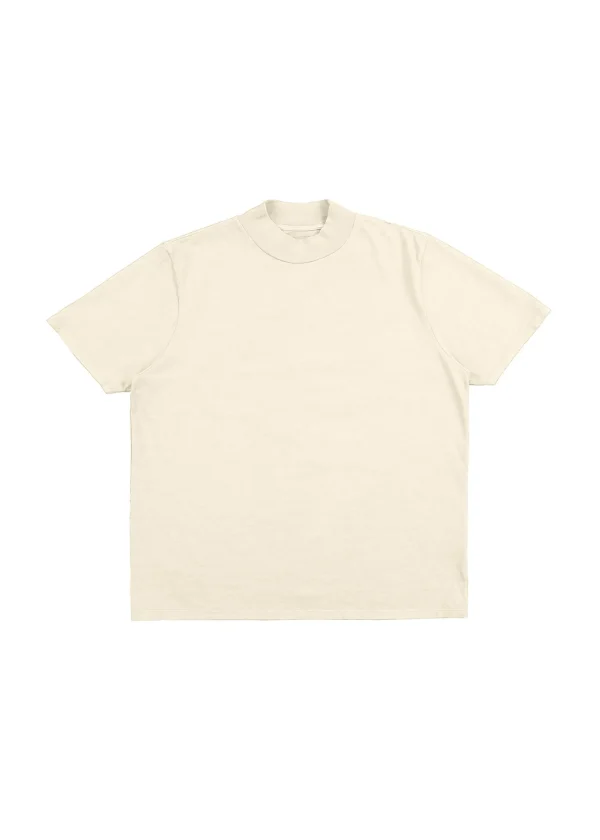 Clearance LES TIEN Heavyweight Mock Neck Tee Ivory