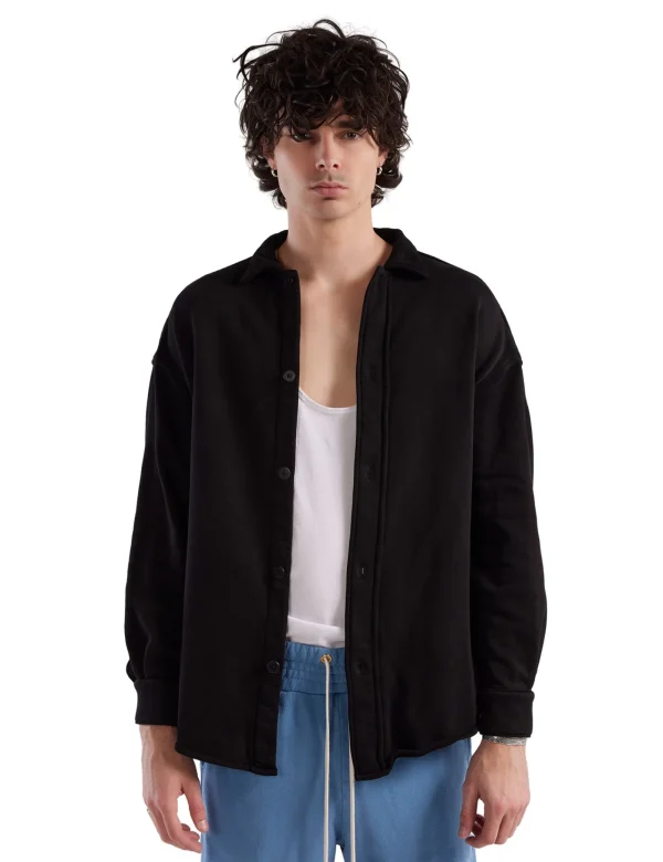 Sale LES TIEN Heavyweight Oversized Button Up Jet Black