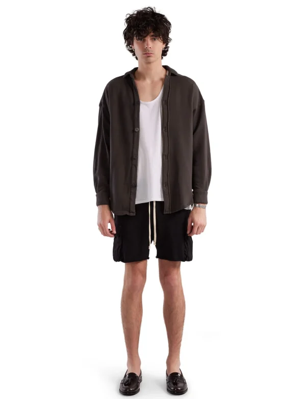 Fashion LES TIEN Heavyweight Oversized Button Up Vintage Black
