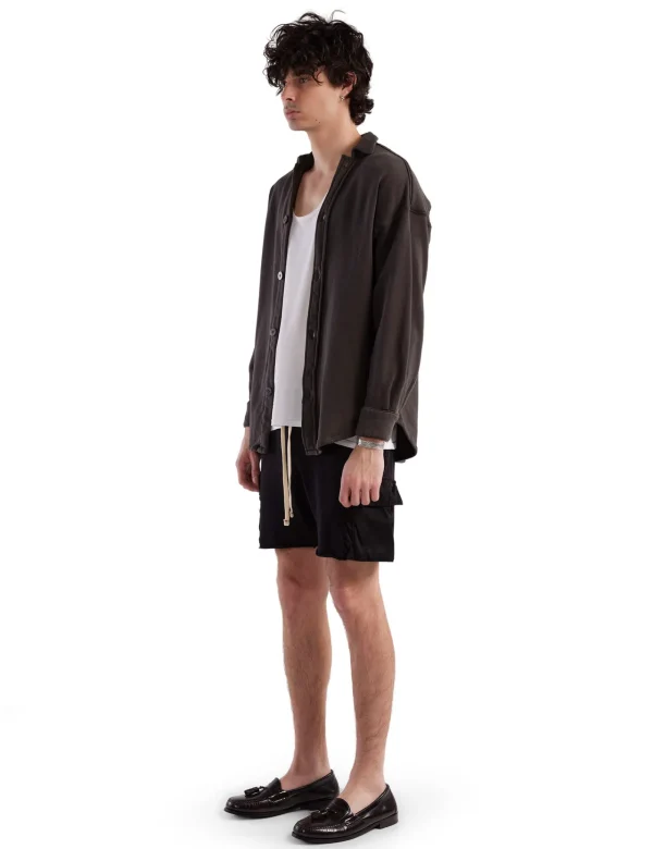 Fashion LES TIEN Heavyweight Oversized Button Up Vintage Black