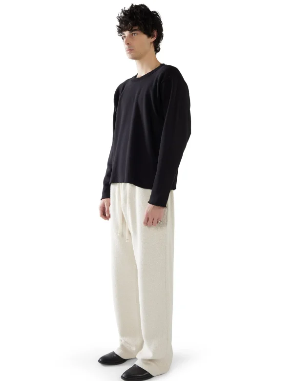 Clearance LES TIEN Heavyweight Raw Crop Crew Jet Black