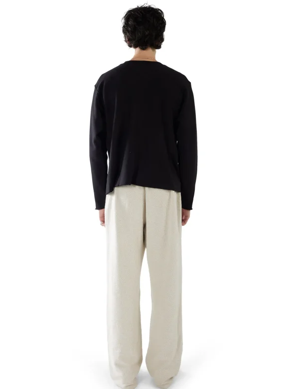 Clearance LES TIEN Heavyweight Raw Crop Crew Jet Black