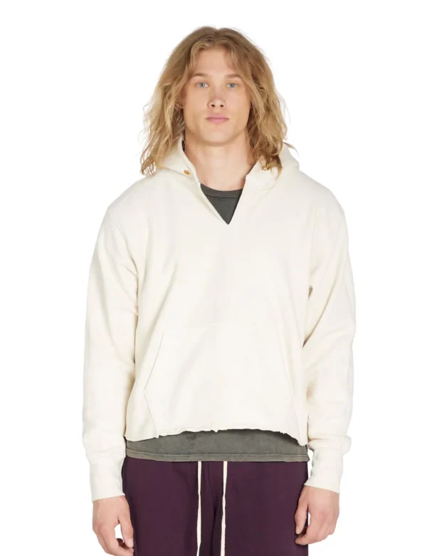 New LES TIEN Heavyweight Raw Cropped Hoodie Ivory