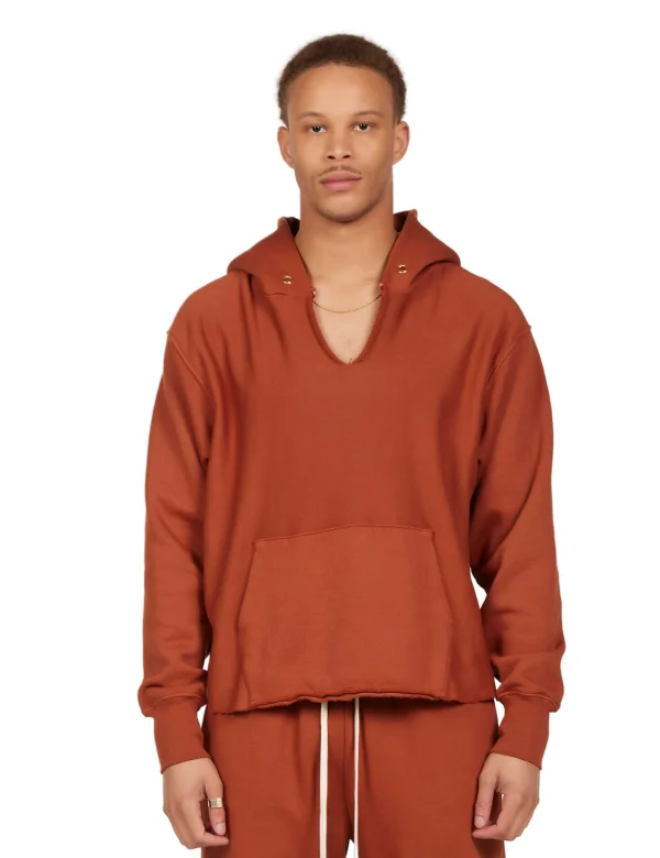 New LES TIEN Heavyweight Raw Cropped Hoodie Cedar