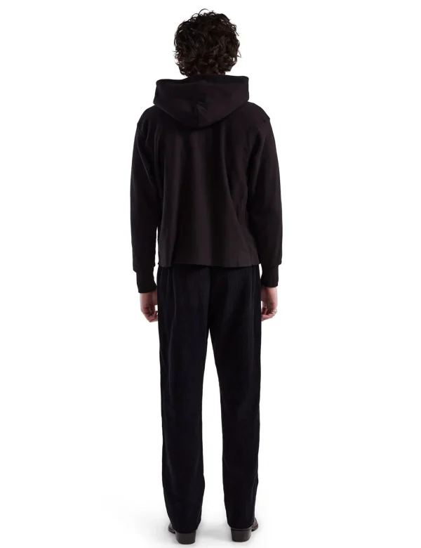 Hot LES TIEN Heavyweight Raw Cropped Hoodie Jet Black