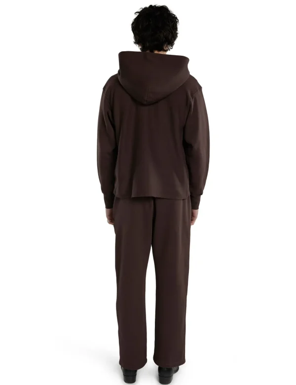 Clearance LES TIEN Heavyweight Raw Cropped Hoodie Washed Brown Fig