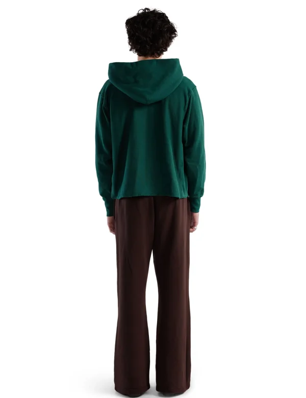 Hot LES TIEN Heavyweight Raw Cropped Hoodie Washed Emerald
