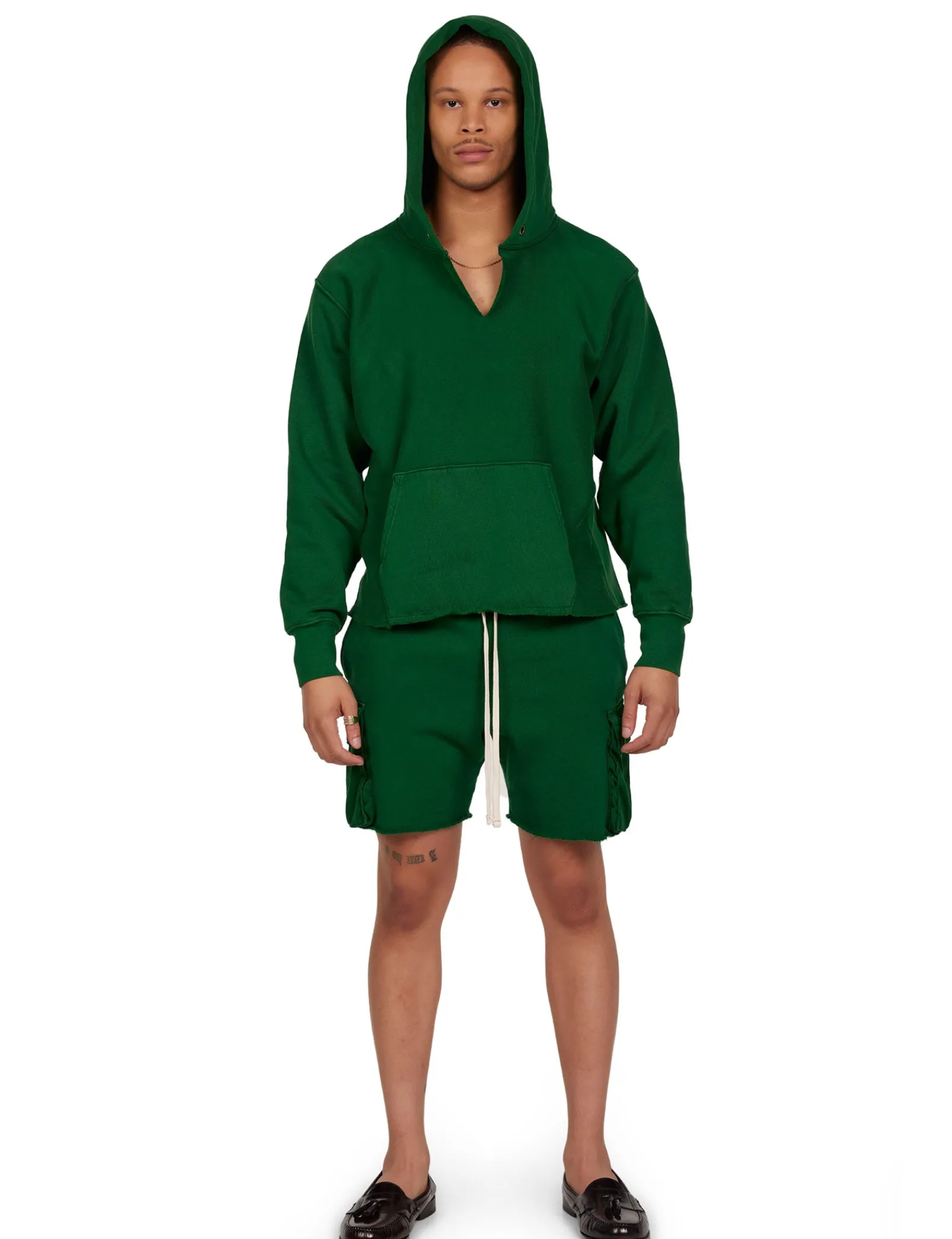 heavyweight_raw_cropped_h_5-3.webp Online LES TIEN Heavyweight Raw Cropped Hoodie Washed Verde