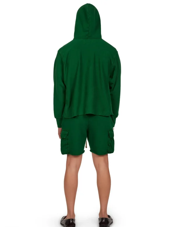 Online LES TIEN Heavyweight Raw Cropped Hoodie Washed Verde