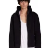 Online LES TIEN Heavyweight Raw Zip Hoodie Jet Black