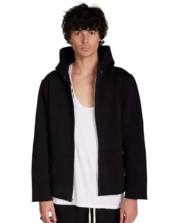 Online LES TIEN Heavyweight Raw Zip Hoodie Jet Black