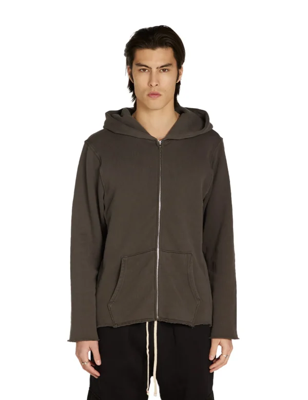 New LES TIEN Heavyweight Raw Zip Hoodie Vintage Black