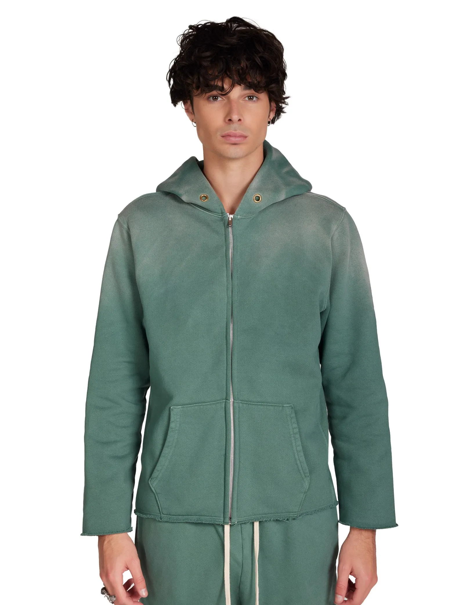 heavyweight_raw_zip_hoodi_0-7.webp Fashion LES TIEN Heavyweight Raw Zip Hoodie Sunfaded Dark Moss