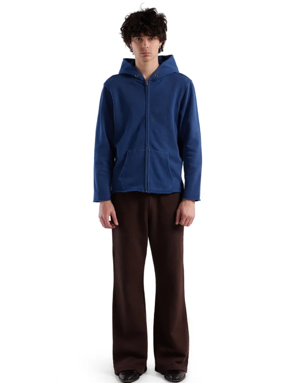 Fashion LES TIEN Heavyweight Raw Zip Hoodie Washed Blue 42