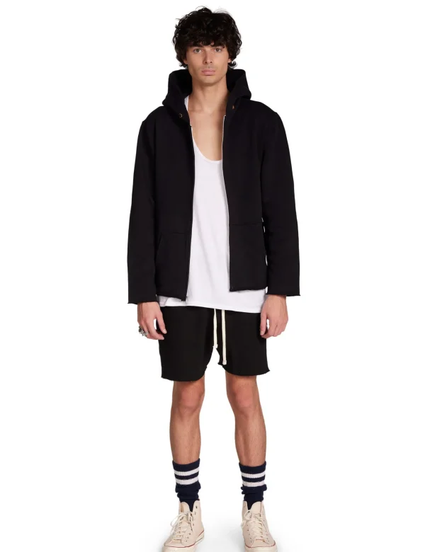 Online LES TIEN Heavyweight Raw Zip Hoodie Jet Black