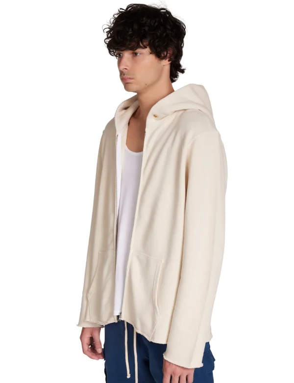 New LES TIEN Heavyweight Raw Zip Hoodie Ivory