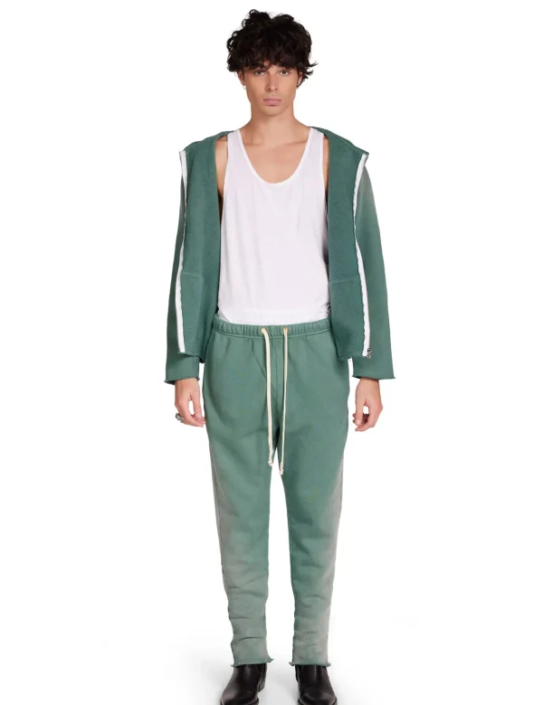 Fashion LES TIEN Heavyweight Raw Zip Hoodie Sunfaded Dark Moss