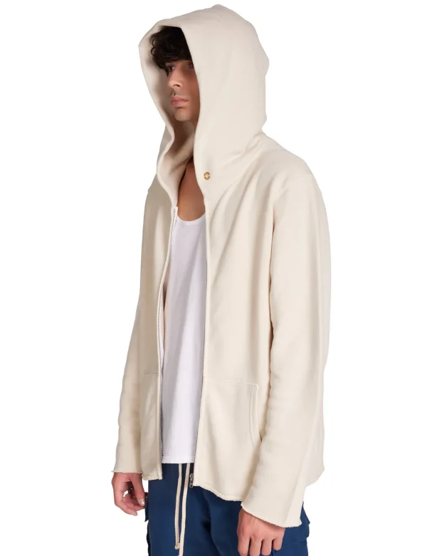 New LES TIEN Heavyweight Raw Zip Hoodie Ivory