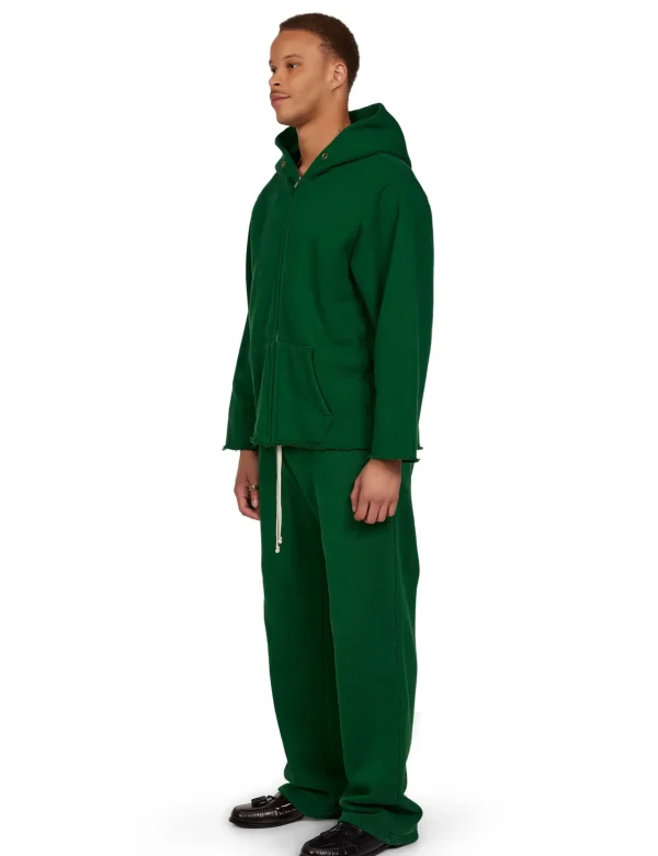 Clearance LES TIEN Heavyweight Raw Zip Hoodie Washed Verde