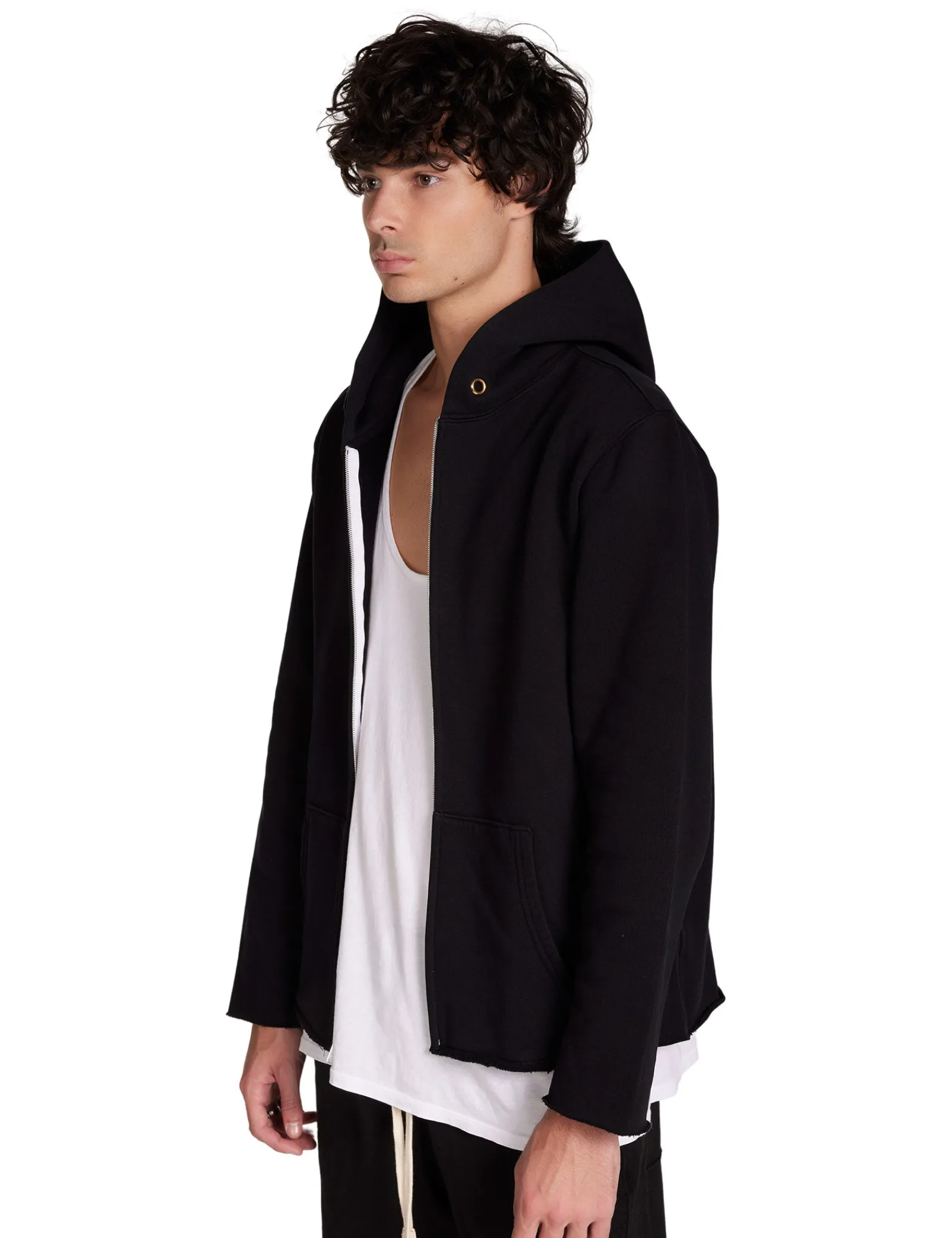 heavyweight_raw_zip_hoodi_4-2.webp Online LES TIEN Heavyweight Raw Zip Hoodie Jet Black