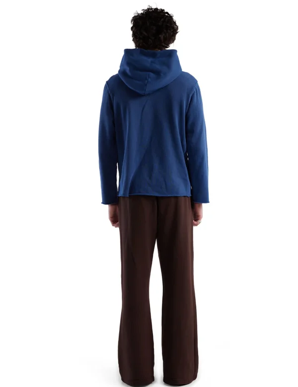 Fashion LES TIEN Heavyweight Raw Zip Hoodie Washed Blue 42
