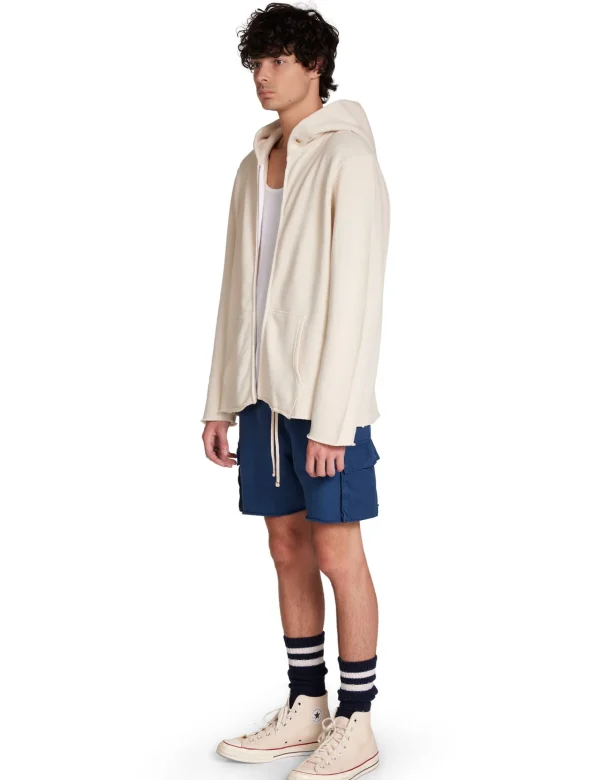 New LES TIEN Heavyweight Raw Zip Hoodie Ivory