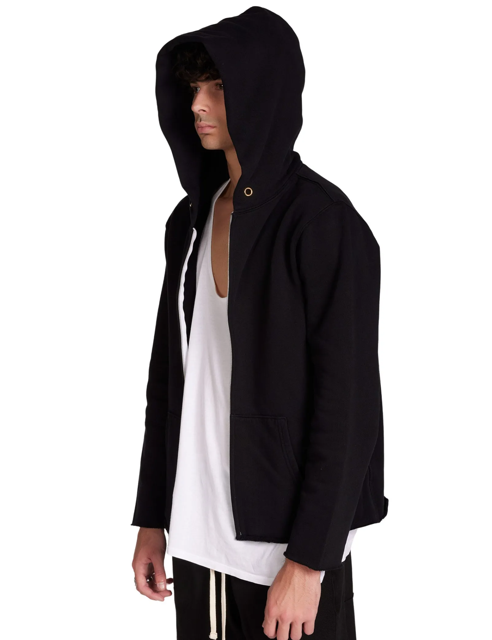 heavyweight_raw_zip_hoodi_6-1.webp Online LES TIEN Heavyweight Raw Zip Hoodie Jet Black