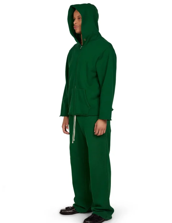 Clearance LES TIEN Heavyweight Raw Zip Hoodie Washed Verde