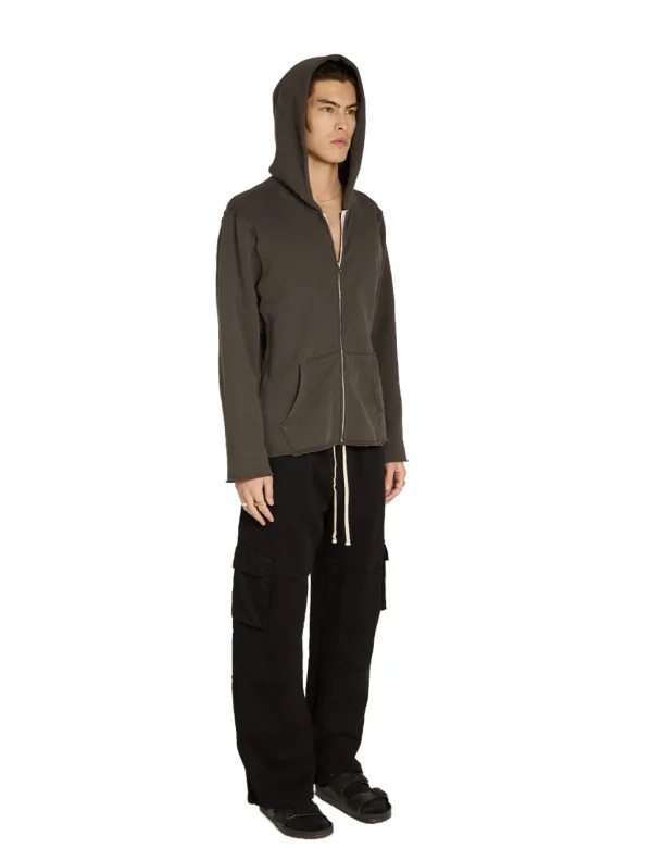 New LES TIEN Heavyweight Raw Zip Hoodie Vintage Black
