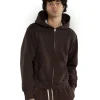 New LES TIEN Heavyweight Zip Hoodie Washed Brown Fig