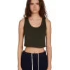 New LES TIEN Kerry Crop Tank Forest