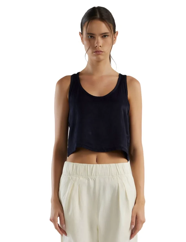 Sale LES TIEN Kerry Crop Tank Navy