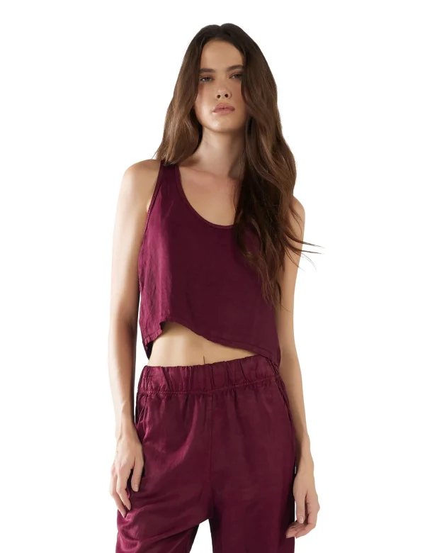 Hot LES TIEN Kerry Crop Tank Bordeaux