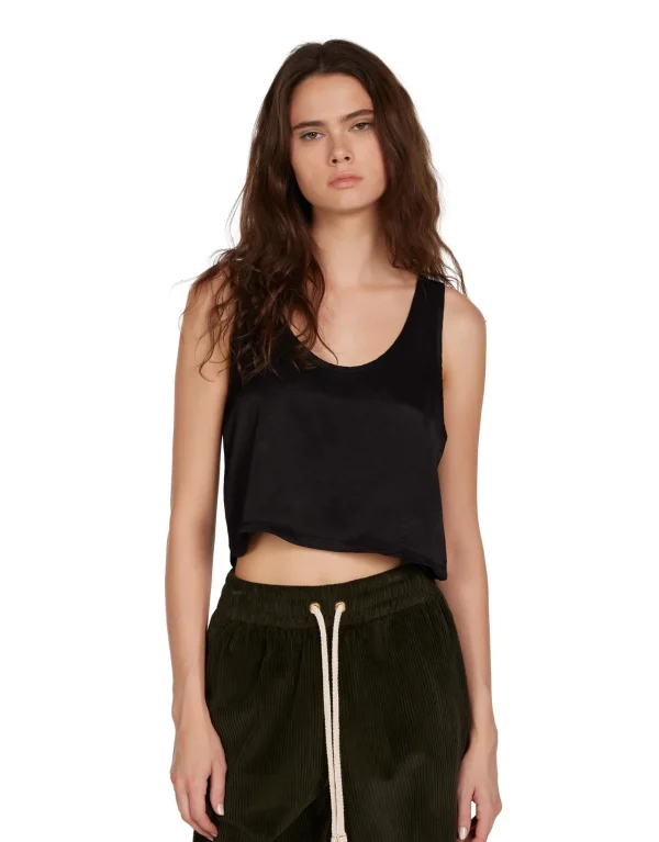 Clearance LES TIEN Kerry Crop Tank Jet Black