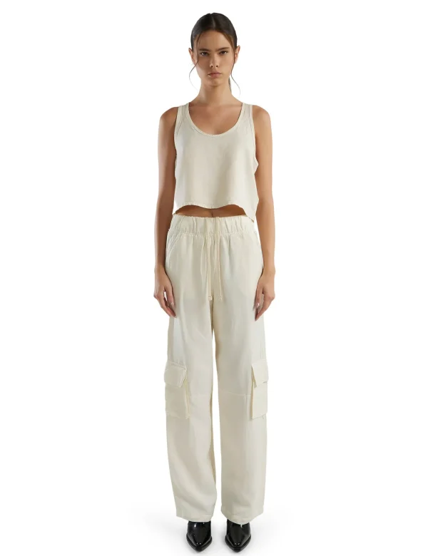 Sale LES TIEN Kerry Crop Tank Ivory