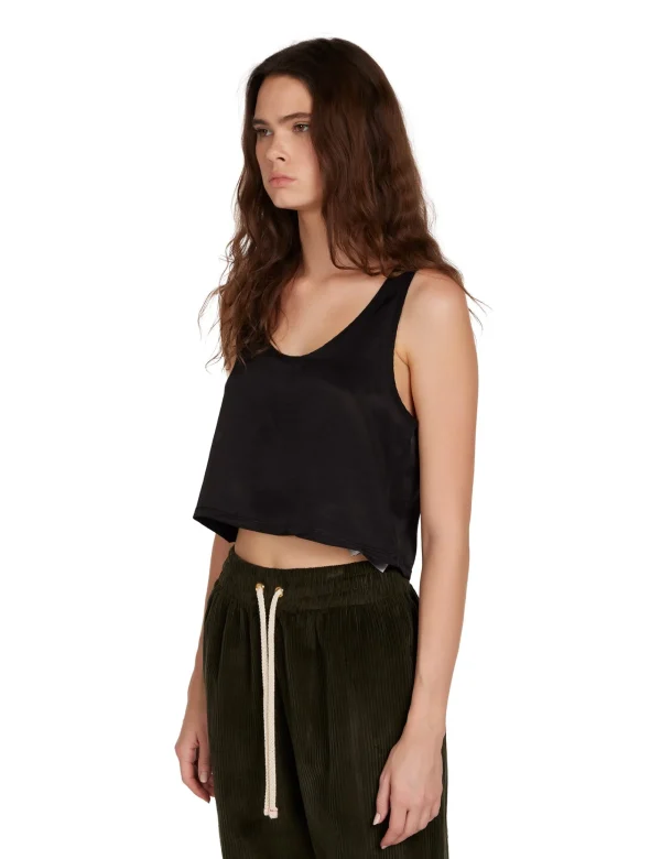 Clearance LES TIEN Kerry Crop Tank Jet Black