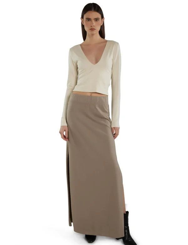 Sale LES TIEN Liz Double V Long Sleeve Ivory